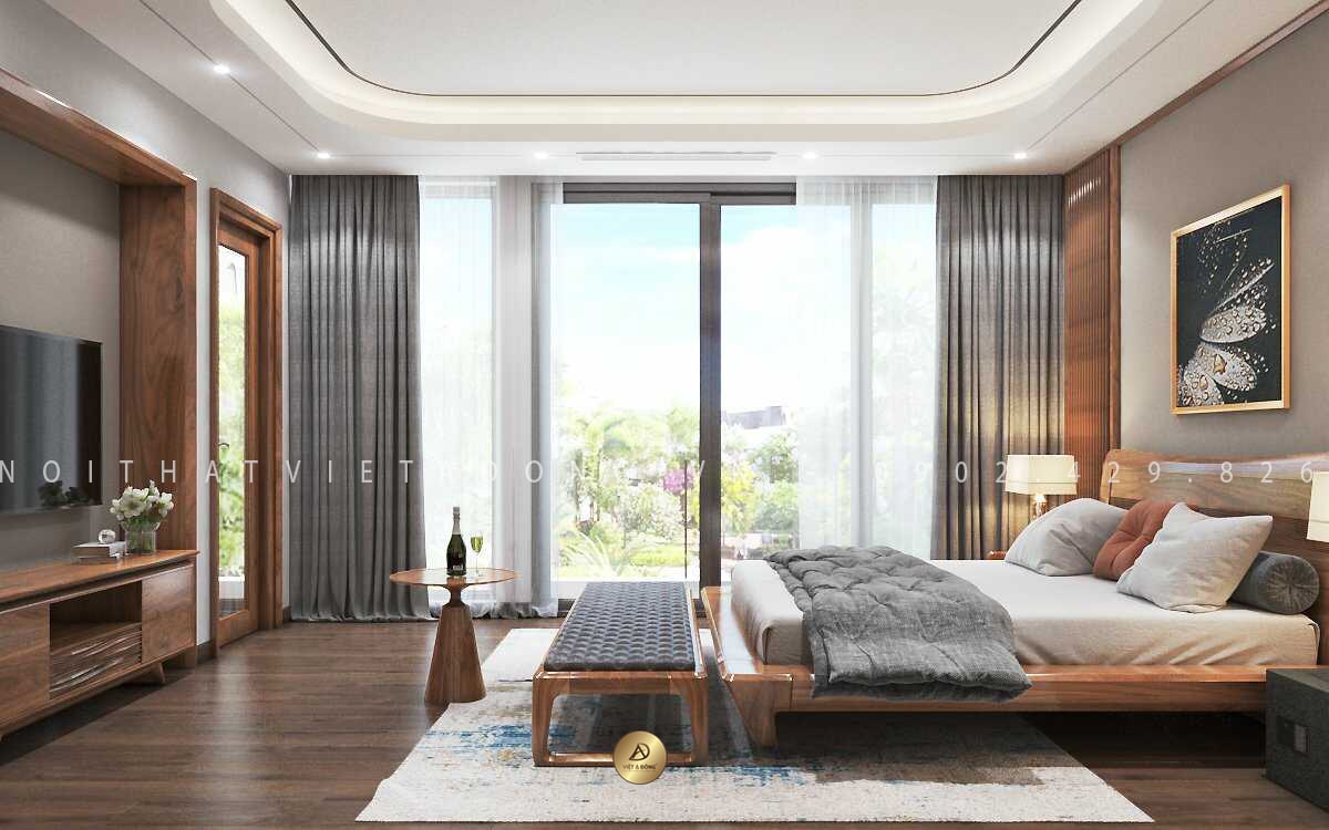 Giường ngủ thiết kế phong cách tân cổ điển